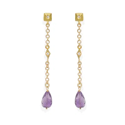 Vintouch Italy Women's Yellow Luccichio Deco Gold-plated Amethyst Earrings