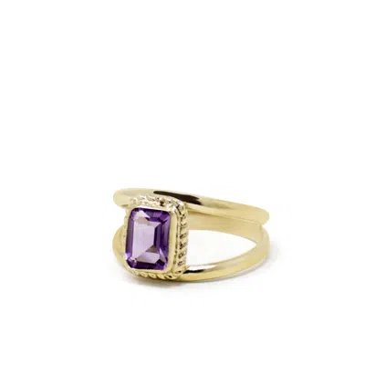 Vintouch Italy Women's Yellow Luccichio Gold Vermeil Amethyst Stacking Ring