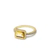 Vintouch Italy Women's Yellow Luccichio Gold Vermeil Citrine Sparkle Ring In Yellow