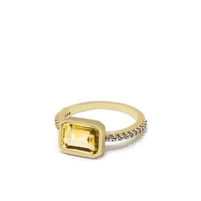 Vintouch Italy Women's Yellow Luccichio Gold Vermeil Citrine Sparkle Ring