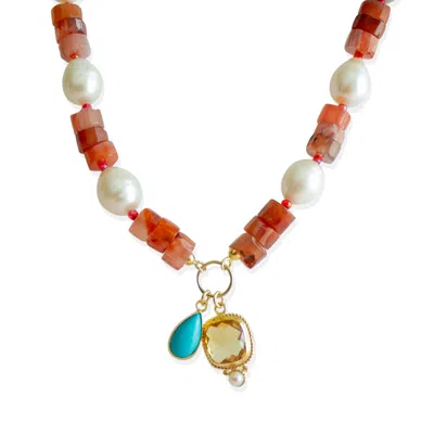 Vintouch Italy Women's Yellow / Orange / White Demetra Necklace In Multi