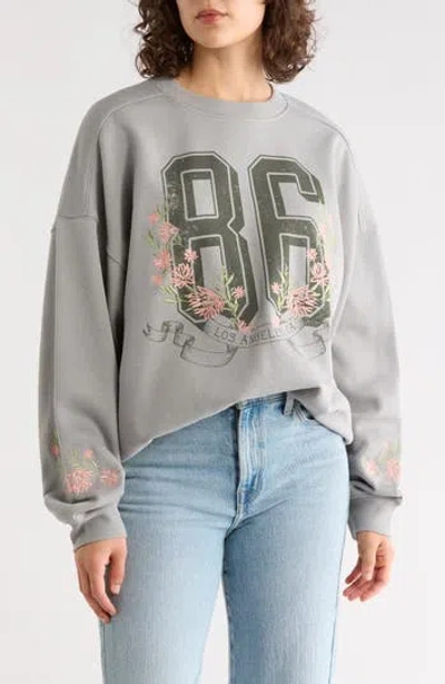 Vinyl Icons 86 Floral Graphic Sweatshirt In Gray