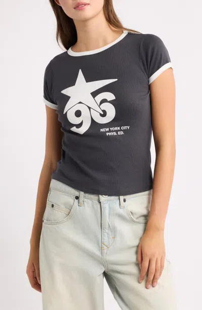 Vinyl Icons '96 Star Graphic Ringer T-shirt In Black