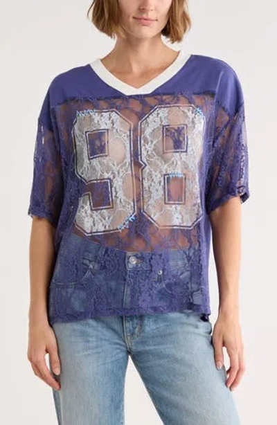 Vinyl Icons 98 Lace Football Tee In Navy