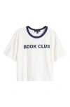 Vinyl Icons Book Club Crop Graphic Ringer T-shirt In White