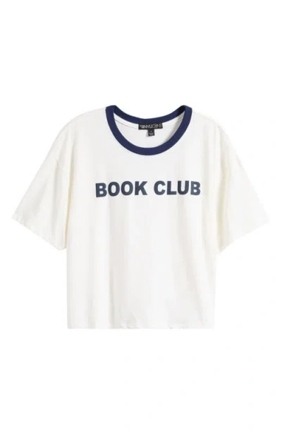 Vinyl Icons Book Club Crop Graphic Ringer T-shirt In White