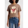 Vinyl Icons Bow Tie Bear Cotton Graphic T-shirt In Brown