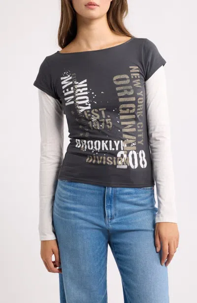 Vinyl Icons Brooklyn Division Twofer Graphic Tee In Multi