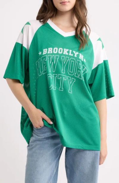 Vinyl Icons Brooklyn New York City Graphic Mesh T-shirt In Green
