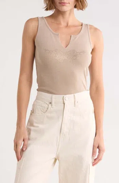 Vinyl Icons Butterfly Notch Neck Tank In Brown