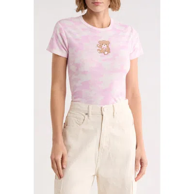 Vinyl Icons Camo Teddy Graphic Tee In Pink
