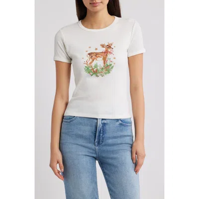 Vinyl Icons Doe Holiday Cotton Blend Graphic T-shirt In White