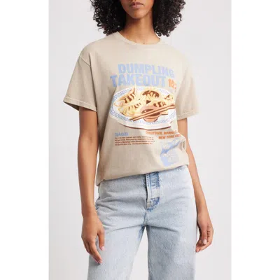 Vinyl Icons Dumpling Cotton Graphic T-shirt In Brown
