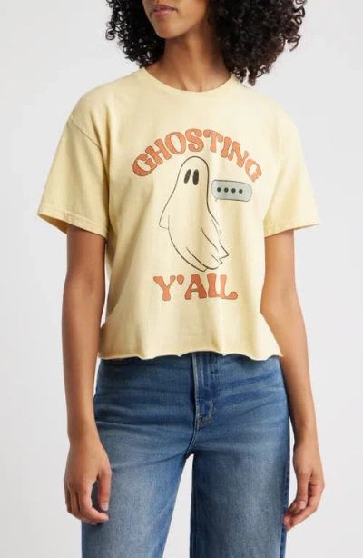 Vinyl Icons Ghosting Crop Cotton Graphic T-shirt In Yellow