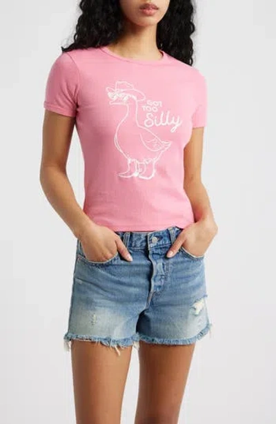 Vinyl Icons Got Too Silly Graphic Baby Tee In Pink
