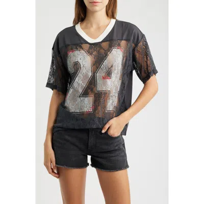Vinyl Icons Graphic Lace Football T-shirt In Black
