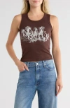 Vinyl Icons Horses Graphic Tank In Brown