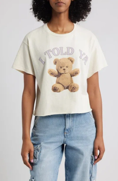 Vinyl Icons I Told Ya Bear Cotton Graphic Baby Tee In White