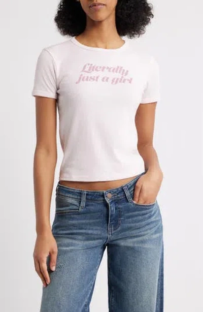 Vinyl Icons Just A Girl Graphic Baby Tee In Pink