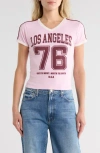 Vinyl Icons La '76 Graphic V-neck T-shirt In Pink