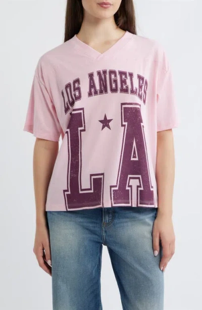 Vinyl Icons La Graphic Football T-shirt In Pink
