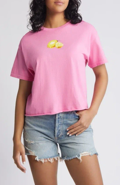 Vinyl Icons Lemons Cotton Graphic Baby Tee In Pink
