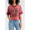 Vinyl Icons New York Cotton Graphic Football T-shirt In Pink