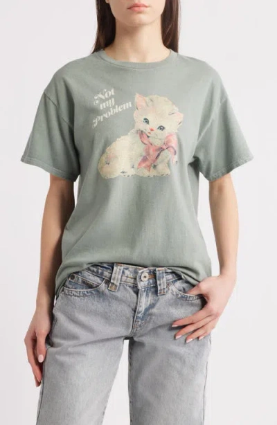 Vinyl Icons Not My Problem Kitty Graphic T-shirt In Lily Pad