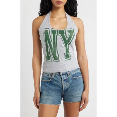 Vinyl Icons Ny Halter Top In Gray