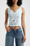 Vinyl Icons Peanuts® Split Neck Graphic Tank In Nantucket Breeze