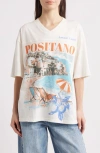 Vinyl Icons Positano V-neck Graphic T-shirt In Marshmallow