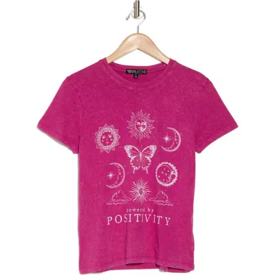 Vinyl Icons Positivity Mineral Washed T-shirt In Rouge