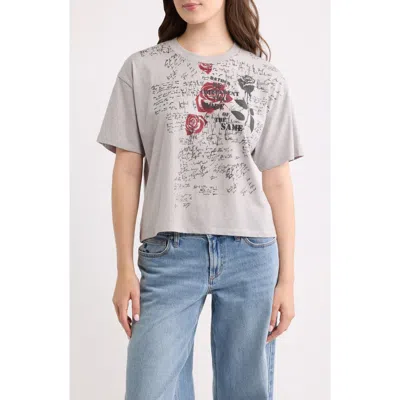 Vinyl Icons Roses Crop Graphic T-shirt In Heather Grey