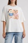 Vinyl Icons Teddy Pair Graphic Ringer T-shirt In White