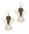 Viola Women's Beaded Angel Earrings In White In White