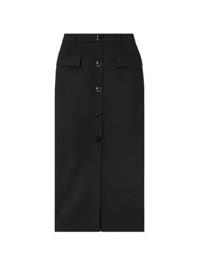 Violante Nessi Adassa Button-embellished Wool-blend Maxi Skirt In Black
