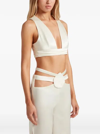 Violante Nessi Adele Bow-detail Satin Top In White