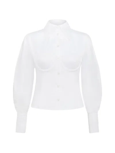 Violante Nessi Bellezza Corset Puffed-sleeve Shirt In White