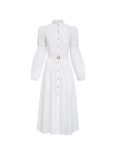 Violante Nessi Derain Long-sleeve Belted Dress In White