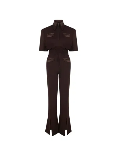 Violante Nessi Duse Strong Collar Split Jumpsuit In Brown