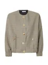 Violante Nessi Houndstooth-pattern Wool Bomber Jacket In Gray