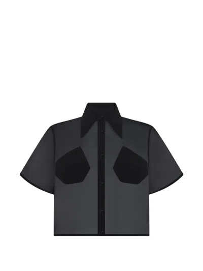 Violante Nessi Lea Embroidered Cropped Shirt In Black