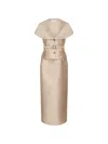 Violante Nessi 마누엘라 벨트 실크 미카도 맥시 드레스 In Brown