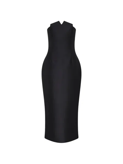 Violante Nessi Monica Strapless Midi Dress In Black