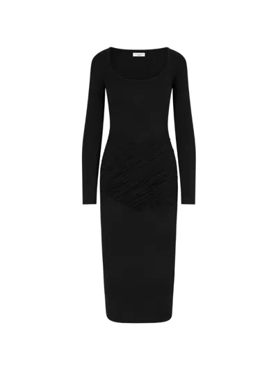Violante Nessi Moore Long-sleeve Ruched-effect Midi Dress In Black