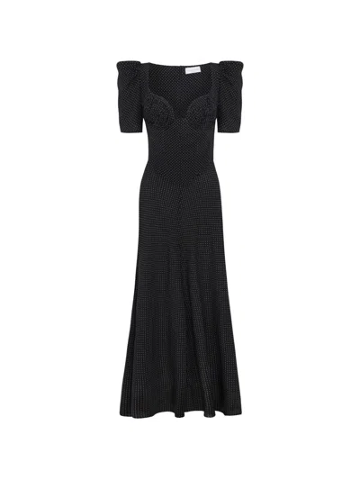 Violante Nessi Polka-dots Silk Crepe De Chine Dress In Black