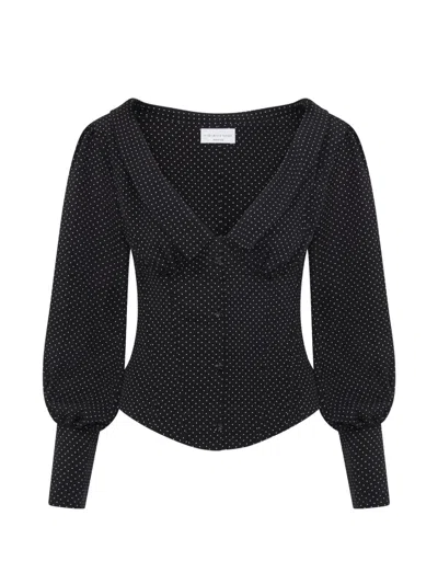 Violante Nessi Polka-dots V-neck Blouse In Black