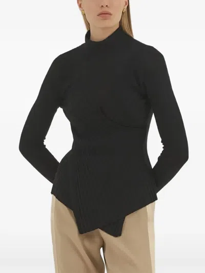 Violante Nessi Ribbed Turtleneck Top In Black