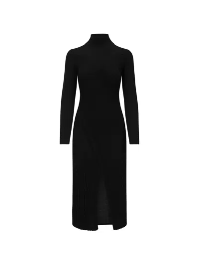 Violante Nessi Ribbed-knit Front-slit Dress In Black