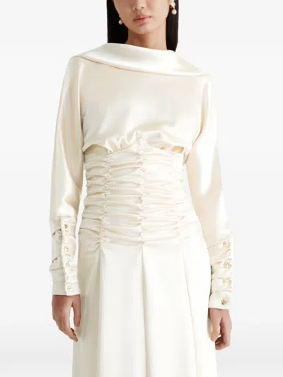Violante Nessi Edgar Open-back Gathered Satin Gown In White
